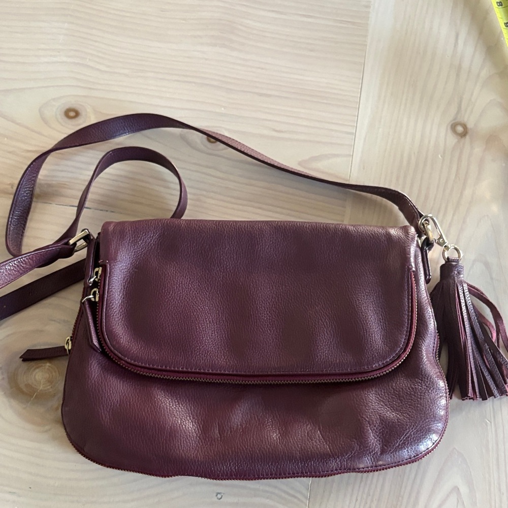 Women's Burgundy Leather Crossbody Bag with Tassel by Nordstrom